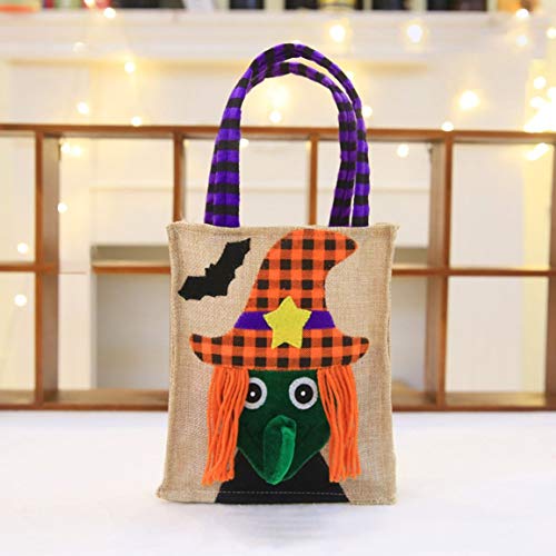 Bolsos de vestir de Halloween para niños duraderos para niños Bolsos de caramelo de lino de algodón de dibujos animados Bolsa de regalos de fiesta de Halloween