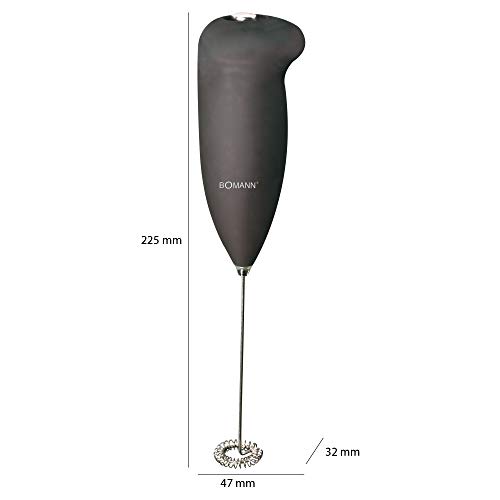 Bomann MS 344 Espumador de leche, funciona con 2 pilas AA, acero inoxidable, Negro