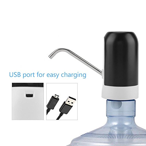 Bomba de Botella de Agua, Bomba de Agua Potable con luz LED de Carga USB, Dispensador de Agua eléctrico portátil, Interruptor de Botella de Agua para el hogar/Oficina(Negro)