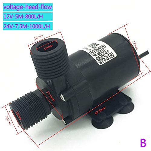 Bombas 800L / H 1000L / Circulation H DC 12V 24V Solar sin escobillas Mini Motor Agua Bomba de Agua de 5 m 7,5 m sumergibles Agua (Color : 24V 1000L, Plug Type : US)