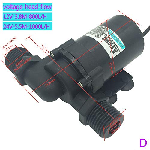 Bombas 800L / H 1000L / Circulation H DC 12V 24V Solar sin escobillas Mini Motor Agua Bomba de Agua de 5 m 7,5 m sumergibles Agua (Color : 24V 1000L, Plug Type : US)