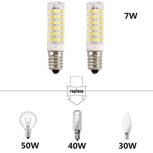 Bombilla campana extractora, ZSZT E14 bombilla LED 7W rosca Edison pequeña (SES) Equivalente 50W, Blanco Frío 6000K, pequeña y potente, 2 unidades