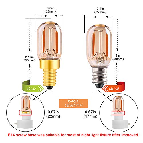 Bombilla LED T22, 1W Vintage Noche de Noche Tubular Resplandor Ámbar 10w Reemplazos incandescentes E14 Base de filamento LED Ultra cálido Blanco 2200K Paquete no regulable 5