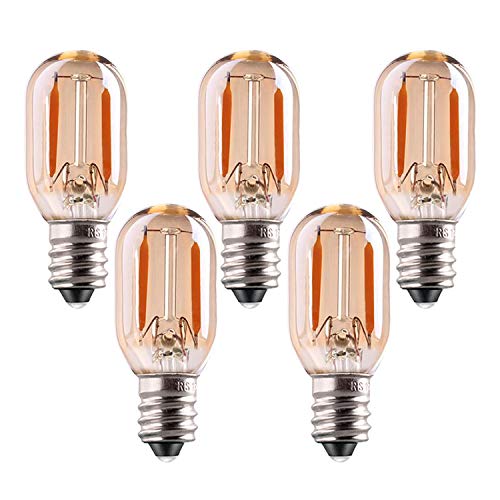 Bombilla LED T22, 1W Vintage Noche de Noche Tubular Resplandor Ámbar 10w Reemplazos incandescentes E14 Base de filamento LED Ultra cálido Blanco 2200K Paquete no regulable 5