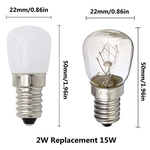 Bombilla nevera LED E14 2W ZSZT equivalente de bulbo del halógeno 15W, blanco frío 6000K bombillas minúsculoas, 2 unidades