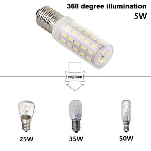 Bombillas campana extractora, PYJR E14 LED 5W equivalente incandescente de 50W, Blanco Frío 6000K 100-240V, pequeña y potente, 2 unidades