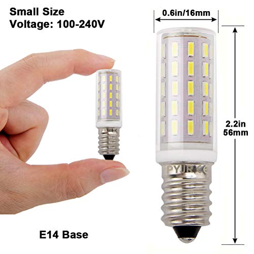 Bombillas campana extractora, PYJR E14 LED 5W equivalente incandescente de 50W, Blanco Frío 6000K 100-240V, pequeña y potente, 2 unidades