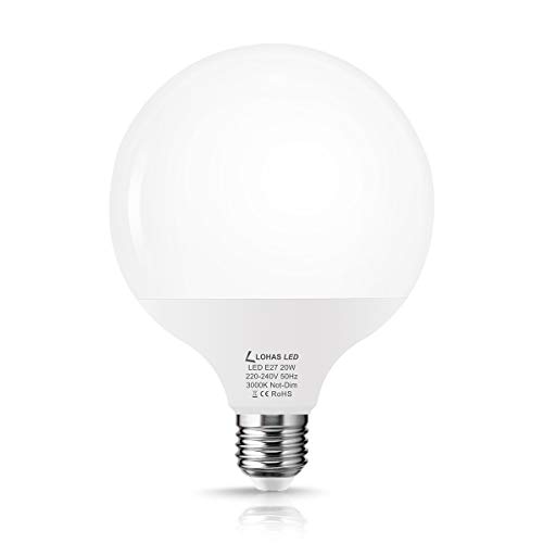 Bombillas LED E27, LOHAS 20W Equivalent a 120-140W Incandescente Bombilla, Blanco Cálido 3000K, 1800 Lúmenes, 240 Ángulo de Haz, Bombilla de Bajo Consumo, Paquete de 1 Unidad