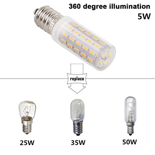 Bombillas para nevera, PYJR E14 Bombilla LED 5W Equivalente 50W, Blanco Cálido 3000K 100-240V, Magnifica luz y ausencia de calor, 2 unidades