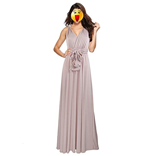 Bonita Multiway convertible largo vestido de cóctel formal sólido de las mujeres dama de honor del partido de tarde del vestido de boda del abrigo de los vestidos del vendaje (color: pasta de alubias)