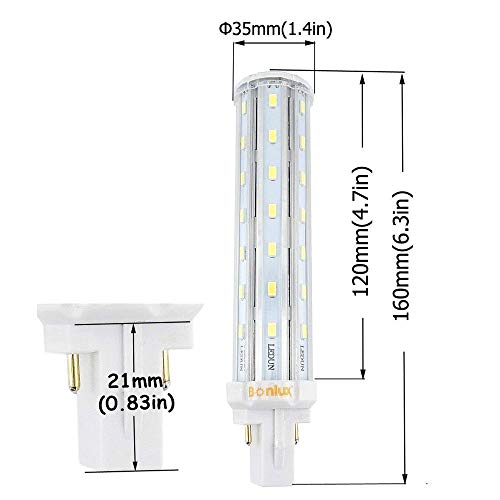 Bonlux 2-Pin 13W G24 Led Bombilla de Luz Fría 6000K con 360 Grados Para Casa, Escuela, Oficina, Pasillo, Restaurante, Reemplazo de 30W Cfl Bombilla