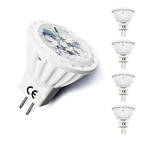 Bonlux 4W MR11 GU4 12V Bombilla LED Spot Lámpara con 300 Lúmen, 30W Equivalente (4-Unidades, Luz Fría 6000K)