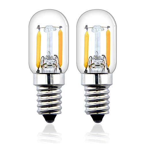 Bonlux T22 E14 2W LED Filamento Vintage Edison Bombilla para frigorífico, nevera, microondas, máquina de coser, lámpara de escritorio (2-unidades, luz fría 6000k)