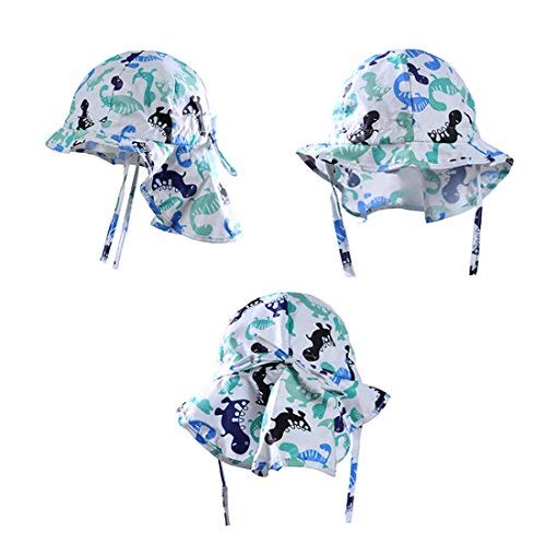 Boomly Bebé Linda Verano Anti-UV Sombrero Casual Respirable Absorber Sudor Gorra De Algodón Gorro De Cuello Sombrero para El Sol Sombrero De Playa para Niños (Blanco, 1-2 años)