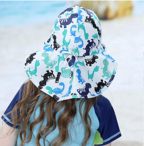 Boomly Bebé Linda Verano Anti-UV Sombrero Casual Respirable Absorber Sudor Gorra De Algodón Gorro De Cuello Sombrero para El Sol Sombrero De Playa para Niños (Blanco, 1-2 años)