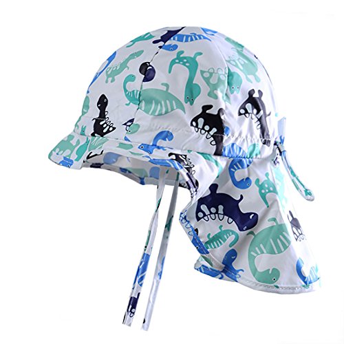 Boomly Bebé Linda Verano Anti-UV Sombrero Casual Respirable Absorber Sudor Gorra De Algodón Gorro De Cuello Sombrero para El Sol Sombrero De Playa para Niños (Blanco, 1-2 años)