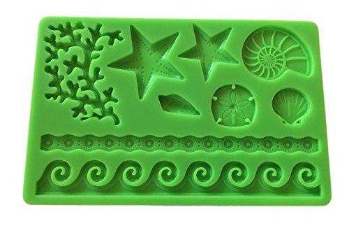 Borde de diseño de fondant para tartas de galletas de silicona con diseño de ornamento de mar y la playa de conchas y modelo de flores de fondant o mazapán con forma de decoración de azúcar forma de Royal de la casa de producto