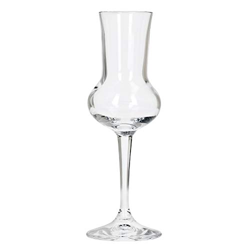 Bormioli Grappa Cristal Set 6 Piezas | cantidad de Relleno 75 ml, Altura Total de Vidrio 16,5 cm | Longitud del Mango 5,8 cm | klassiches Grappa Cristal para el Famoso Italiano Bebida