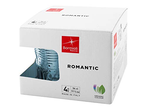 Bormioli Rocco 090789 Romantic - Juego de 4 vasos de cristal, color azul, 34 cl