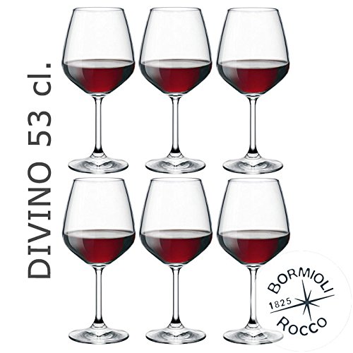Bormioli Rocco – Juego de 12 copas de vino tinto, modelo DiVino 53 – Capacidad:53 cl.