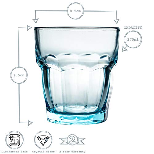 Bormioli Rocco Rock Bar Salón acanalada Vaso Vasos Set - 270 ml - Azul - Pack de 6