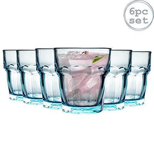 Bormioli Rocco Rock Bar Salón acanalada Vaso Vasos Set - 270 ml - Azul - Pack de 6