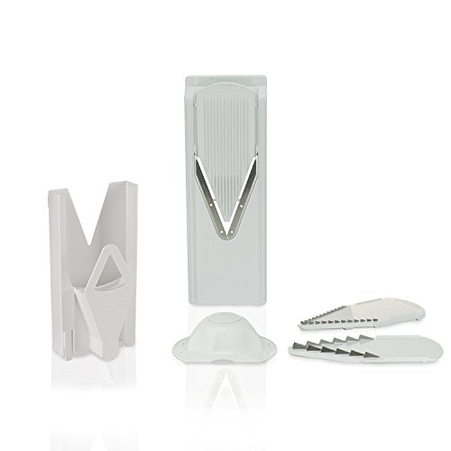 Börner Slicer V3 mandolina TrendLine Starter Blanca: Cortador de Vegetales y Frutas con Base de Almacenamiento