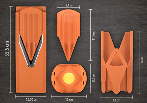 Börner Slicer V3 mandolina TrendLine Starter Naranja: Cortador de Vegetales y Frutas con Base de Almacenamiento