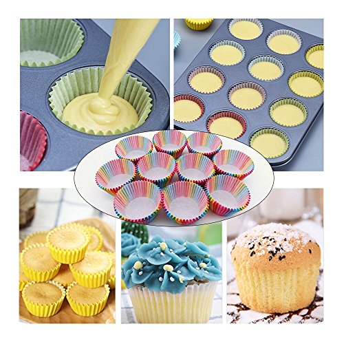 Bornfeel Papel para Magdalenas 600 Piezas Cápsulas de Repostería 6 Estilos 3,2 x 5 x 6,8cm Antiadherentes Impermeable para Hornear Magdalenas Pastel Tarta