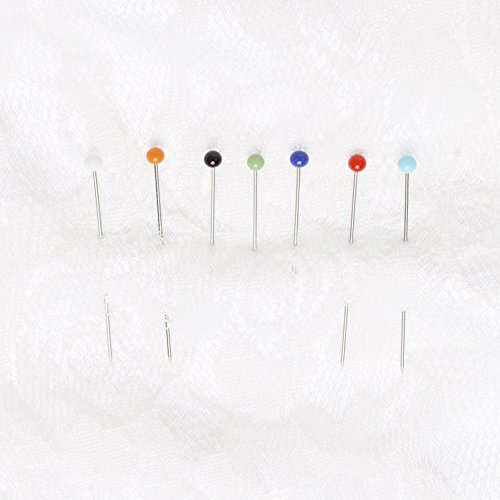 Borte, 250 Piezas de alfileres de cabeza de vidrio alfileres de coser, borte 38 mm multicolor acolchar alfileres florales para la confección de componentes de joyería decoración de flores