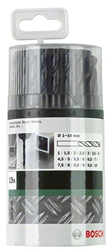 Bosch 2609255033 Juego de brocas 19pieza(s) - Brocas (Taladro, Juego de brocas, Rotación manual derecha, Acero aleado, hierro fundido, Plástico duro, Plancha, Metal, Acero sin aleación, Metal no ferroso, 118°, Acero rápido laminado (HSS-R))