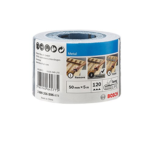 Bosch 2609256B96 50 mm x 5 m papel de lija a mano rollo de Metal