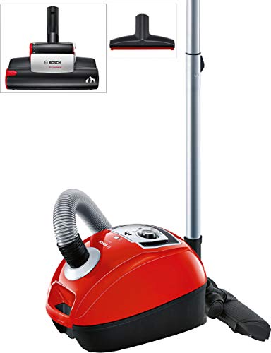 Bosch BGL4ZOOO GL40 Zoo'o Aspirador con bolsa, máxima recogida de pelo de animales, kit de accesorios Animal 360, color rojo