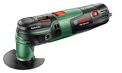 Bosch Multiherramienta PMF 250 CES, tope de profundidad, adaptador para aspiración, 2 hojas de sierra, placa lijadora, 6 hojas de lija, maletín (250 W, Starlock, Oscilación:2,8°)