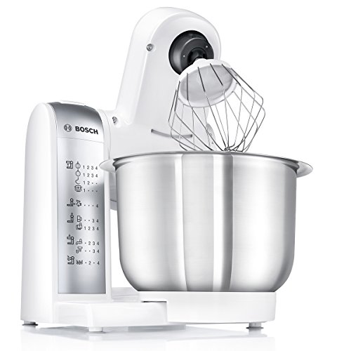 Bosch MUM48140DE - Robot de cocina (versatilidad con varios accesorios, cuenco grande, 4 niveles de mezcla, 600 W), color blanco