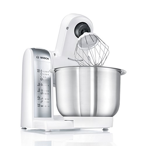 Bosch MUM4880 Robot de cocina con accesorios, 600 W, capacidad de 3.9 litros, color blanco y acero