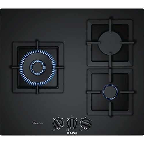 Bosch PPC6A6B20 hobs Negro Integrado Encimera de gas - Placa (Negro, Integrado, Encimera de gas, Vidrio, 1000 W, Alrededor)