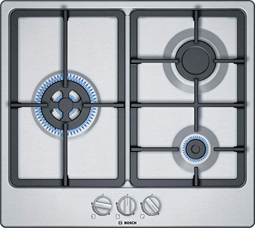 Bosch Serie 4 PGC6B5B90 hobs Acero inoxidable Integrado Encimera de gas - Placa (Acero inoxidable, Integrado, Encimera de gas, Acero inoxidable, 1000 W, Alrededor)