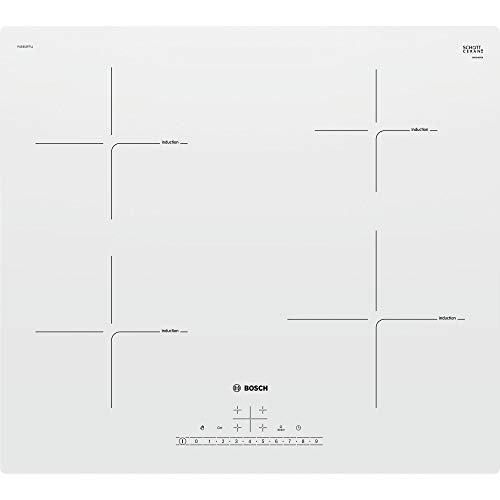 Bosch Serie 4 PUE612FF1J hobs Blanco Integrado Con - Placa (Blanco, Integrado, Con placa de inducción, Vidrio y cerámica, 1400 W, 14,5 cm)