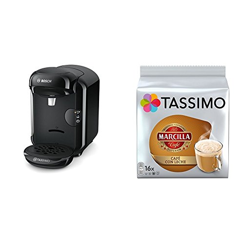 Bosch TAS1402 Tassimo Vivy 2 (color negro) + Pack café 5 paquetes (80 cápsulas) Tassimo Marcilla Café con Leche