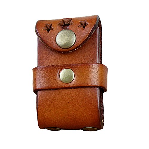 Boshiho - Funda para hombre de piel de vacuno con cierre para cinturón (bronceado)