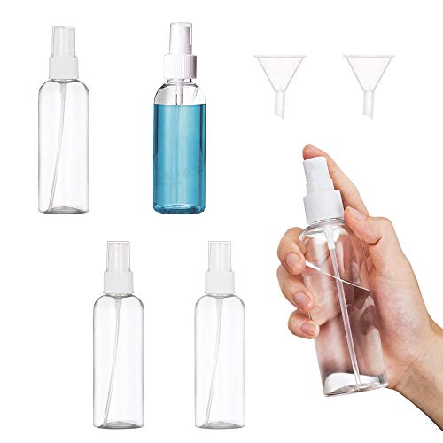 Bote Spray Botella de Aerosol Vacío Plástico Fina Atomizador Transparente Niebla (1 pack con 4 botes, 100ml plástico, vacíos, para perfume)