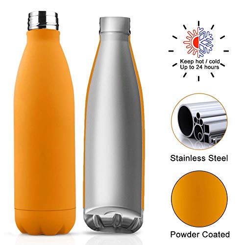 Botella de Agua Acero Inoxidable-500/750ml,Aislada al Vacío de Conserva Frío Doble Pared,sin BPA Botella Agua Deporte,Resistencia al Rayado, fácil de Limpiar,Reutilizable para Colegio, Sport,Gimnasio