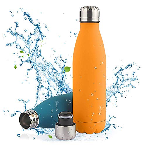 Botella de Agua Acero Inoxidable-500/750ml,Aislada al Vacío de Conserva Frío Doble Pared,sin BPA Botella Agua Deporte,Resistencia al Rayado, fácil de Limpiar,Reutilizable para Colegio, Sport,Gimnasio