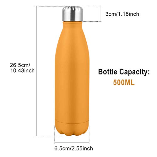 Botella de Agua Acero Inoxidable-500/750ml,Aislada al Vacío de Conserva Frío Doble Pared,sin BPA Botella Agua Deporte,Resistencia al Rayado, fácil de Limpiar,Reutilizable para Colegio, Sport,Gimnasio