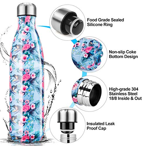 Botella de Agua de acero inoxidable sin BPA-500/750/1000 ml Botella Termica aisladas al vacío Botellas de doble pared reutilizable Mantiene bebidas 24h frías y 12h Calientes para Viaje, Deporte