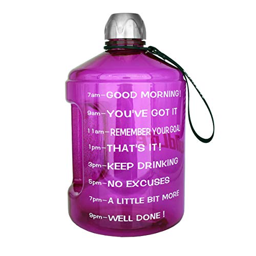 Botella de agua deportiva con marcas de tiempo, ideal para gimnasio, culturismo, culturismo, deportes al aire libre, senderismo, oficina, etc., morado