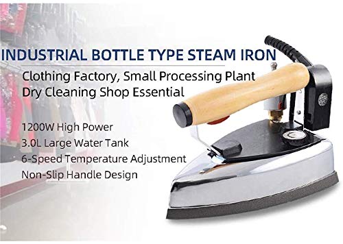 Botella retro industrial vertical del hierro de vapor, hierro eléctrico con vapor con 3L de agua del tanque 1200W, 6 modos de control de vapor Temperatura de prensa, for familias, Tintorería, tiendas