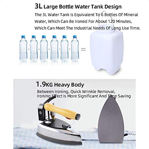 Botella retro industrial vertical del hierro de vapor, hierro eléctrico con vapor con 3L de agua del tanque 1200W, 6 modos de control de vapor Temperatura de prensa, for familias, Tintorería, tiendas