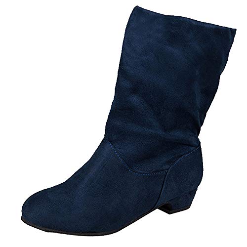 Botines cuña Tacón Ancho para Mujer Otoño Invierno 2018 Moda PAOLIAN Botas Militares Medio Zapatos Vestir Talla Grande Señora Calzado Terciopelo Dama Botines de Nieve Caliente Botas clásicas